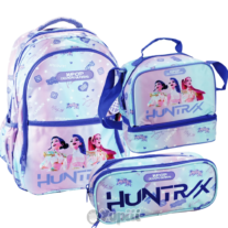 Conjunto Escolar Guerreiras K-Pop Violeta - Mochila, Estojo e Lancheira Térmica