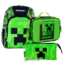 Conjunto Escolar Minecraft - Mochila, Estojo e Lancheira Térmica