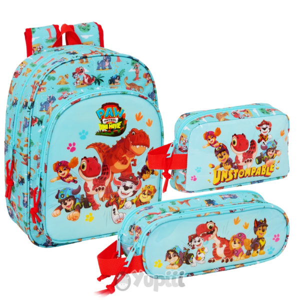 Conjunto Infantil Patrulha Pata Dino Rescue - Mochila, Lancheira Térmica e Estojo