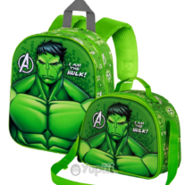 Conjunto Pré-Escolar Hulk Rage 3D Mochila e Lancheira