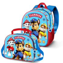 Conjunto Pré-Escolar Patrulha Pata Team Work - Mochila e Lancheira 3D 30cm