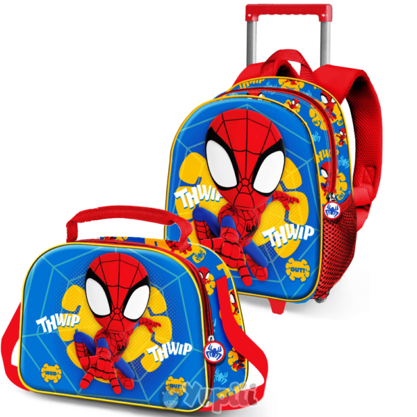 Conjunto Pré-Escolar Spidey Web Out 3D - Trolley e Lancheira