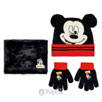 Conjunto Mickey Mouse Disney Inverno - Gorro Gola e Luvas