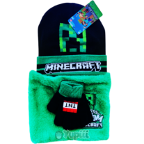 Conjunto Minecraft Inverno - Gorro Gola e Luvas