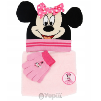 Conjunto Minnie Mouse Disney Inverno - Gorro Gola e Luvas
