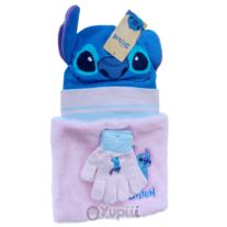 Conjunto Stitch Rosa Inverno - Gorro 3D Gola e Luvas
