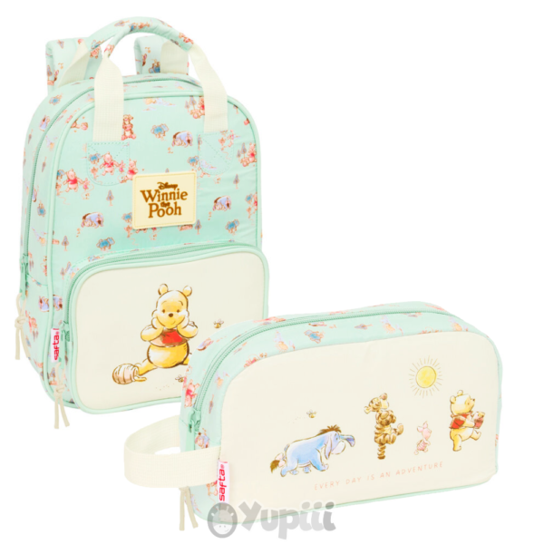 Conjunto Pré-Escolar Infantil Winnie The Pooh - Mochila e lancheira térmica de mão